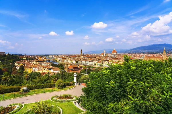 Floransa Veya Firenze Cityscape Panorama Görünüm Michelangelo Park Meydanı Ponte — Stok fotoğraf