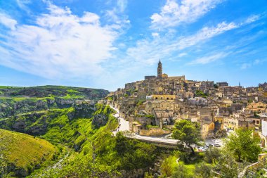 Matera antik kenti i Sassi, Unesco dünya mirasının dönüm noktası. Basilicata, İtalya, Avrupa