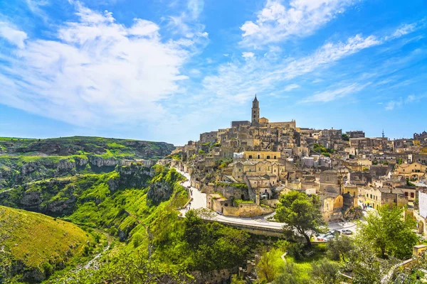 Matera Starożytne Miasto Sassi Unesco Światowe Dziedzictwo Zabytków Basilicata Włochy — Zdjęcie stockowe
