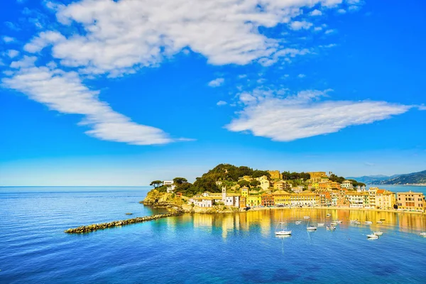 Teluk Keheningan Sestri Levante Atau Baia Del Silenzio Pelabuhan Laut — Stok Foto