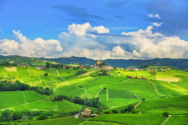 Panorama Zachodu Słońca Winnicach Langhe Serralunga Alba Unesco Site Piemont — Zdjęcie stockowe