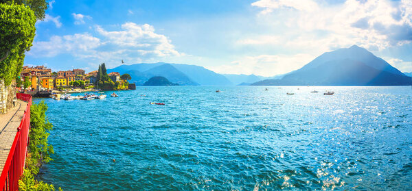 Varenna Walk of Lovers in Como lake district. Italian traditional lake village. Italy, Europe.