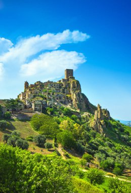 Craco eski hayalet kasaba, popüler film yer. Basilicata Matera, Güney İtalya, Europe.