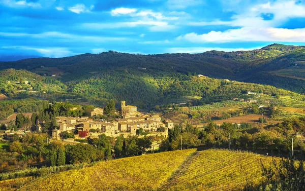 Montefioralle Dorp Wijngaarden Greve Chianti Firenze Toscane Italie Europa — Stockfoto