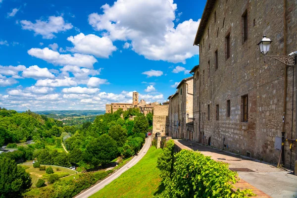 Colle Val Elsa Városképe Templom Panorámás Kilátás Kristályüveg Városa Siena — Stock Fotó