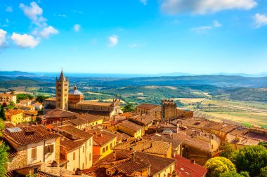 Sahip Marittima eski kasaba ve San Cerbone Duomo katedrali. Toskana, İtalya.