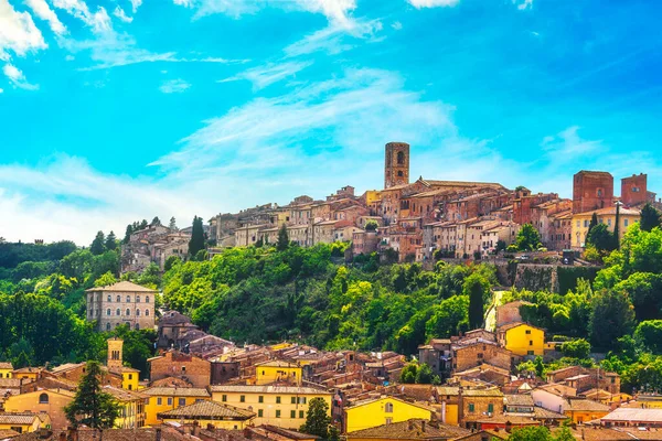 Colle Val Elsa Kasabasının Ufuk Çizgisi Panoramik Manzarası Kristal Camdan — Stok fotoğraf