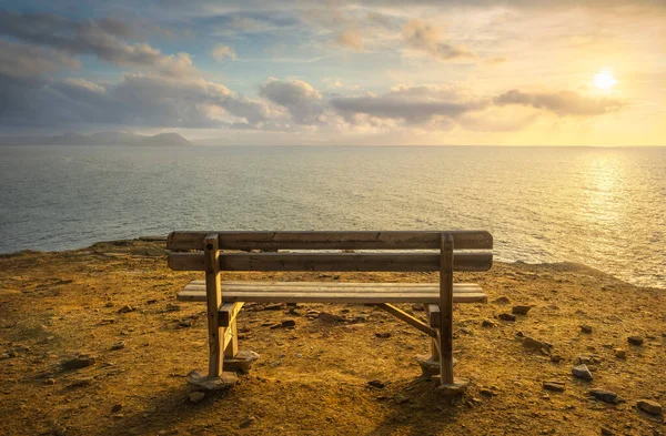 Banco Populonia Famoso Penhasco Buca Delle Fate Pôr Sol Ilha — Fotografia de Stock