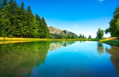 Mountain lake in Orecchiella natural park in Garfagnana. Appennino Toscano. Tuscany, Italy. Europe clipart