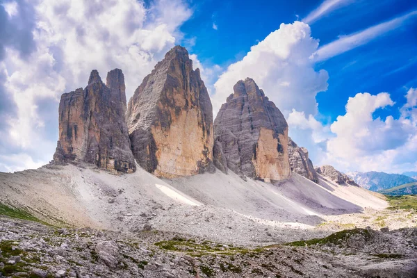 Tre Cime Lavaredo Vista Panorámica Del Grupo Montañoso Dolomiti Alpes —  Fotos de Stock