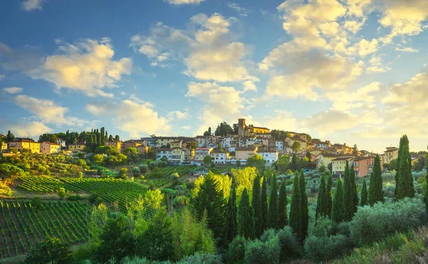 Cerreto Guidi Village Vineyards Sunset Tuscany Italy Europe — Stock Photo, Image