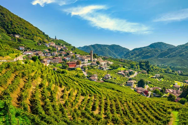 Prosecco Hills Vinhas Aldeia Santo Stefano Site Unesco Valdobbiadene Treviso — Fotografia de Stock