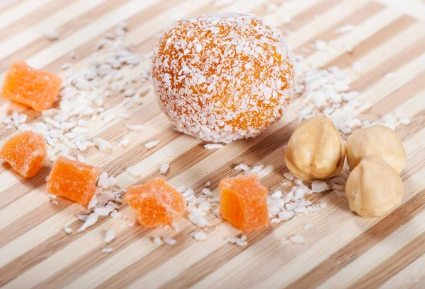 Bonbons Abricots Secs Noix Bonbons Est Aliments Sains — Photo