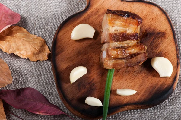 Pancetta Forno Con Aglio Arrosto Spezie Cibo Nazionale Ucraino — Foto Stock