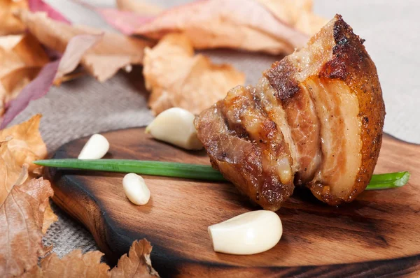 Tocino Horno Con Ajo Asado Especias Alimentos Nacionales Ucranianos — Foto de Stock