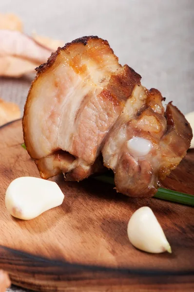 Pancetta Forno Con Aglio Arrosto Spezie Cibo Nazionale Ucraino — Foto Stock