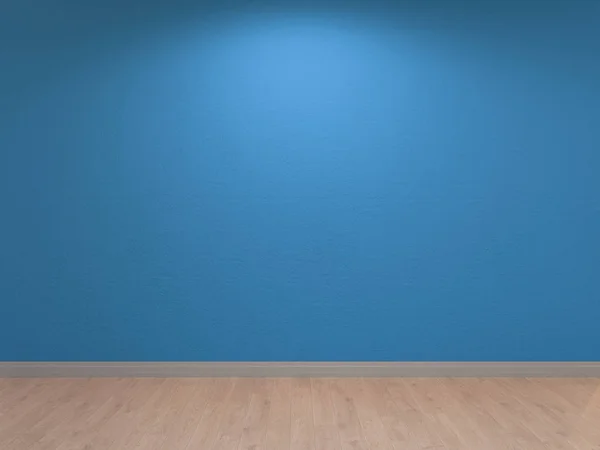 青い壁 インテリアの背景 ブルー ジーンズ ペイントと軽量の木製床コンクリート左官工事 イラストレーション — ストック写真