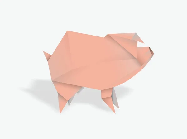 Pembe origami domuz ışık arka plan üzerinde