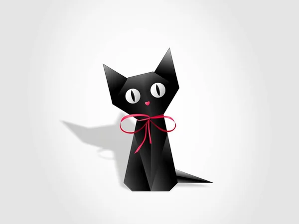 Beyaz arka planda siyah kedi kağıt origami