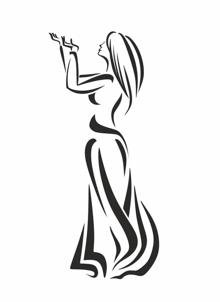 Kadınsı bir kız vektör zarif silüeti