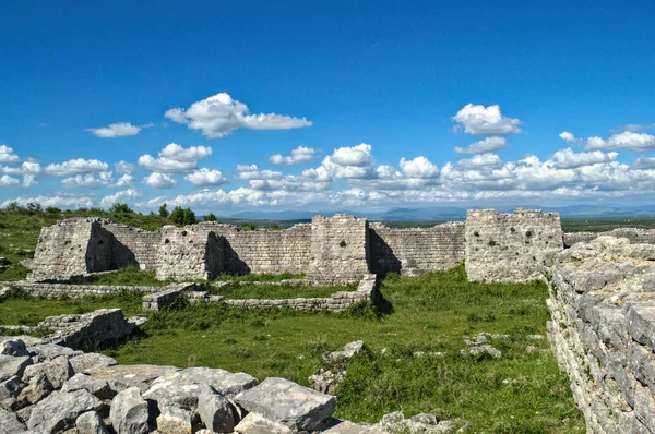 Remains of defense walls and towers on Bribir fortress, Dalmatia