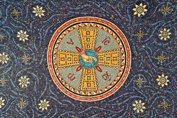 Mosaico sobre el sellado del monasterio Kac, Serbia — Foto de Stock
