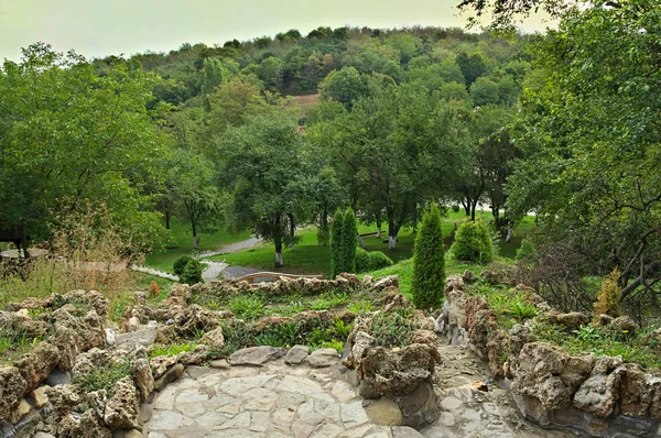 View on monastery big Remeta garden from hill — Stock Photo, Image