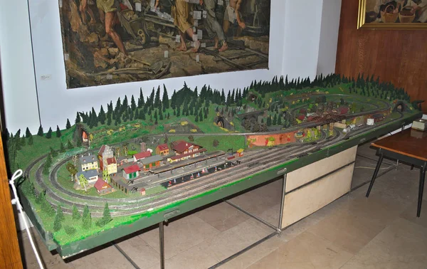 Modelo de mesa de ferrocarril en exhibición en el museo — Foto de Stock