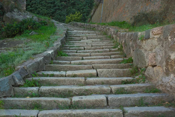 Stone stairs made of stone blocks going up at fortress