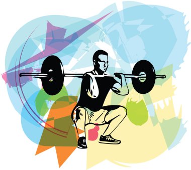 weightlift egzersiz halter vektör çizim ile spor salonunda