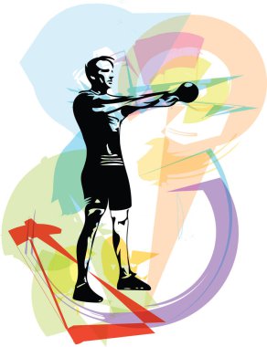 spor salonu vektör çizim içinde ağız kavgası yapıyor halter adamla