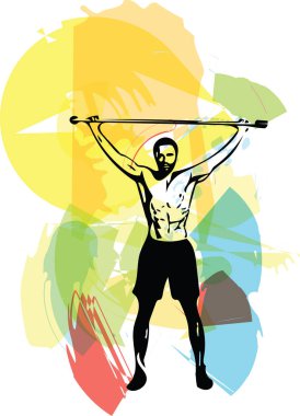 spor salonu vektör çizim içinde ağız kavgası yapıyor halter adamla