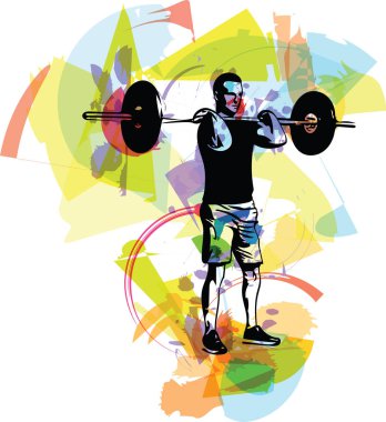 weightlift egzersiz halter vektör çizim ile spor salonunda