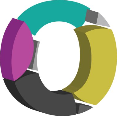 renkli üç boyutlu yazı tipi harf o