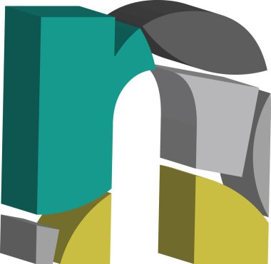 renkli üç boyutlu yazı tipi harf n