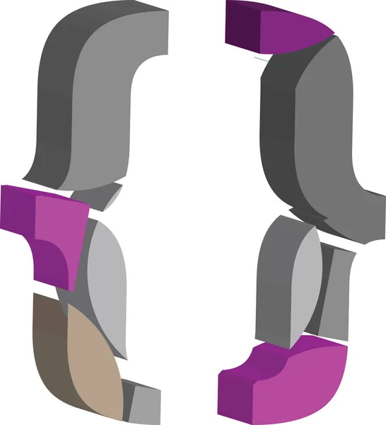 Caratteri Tridimensionali Colorati Simbolo — Vettoriale Stock
