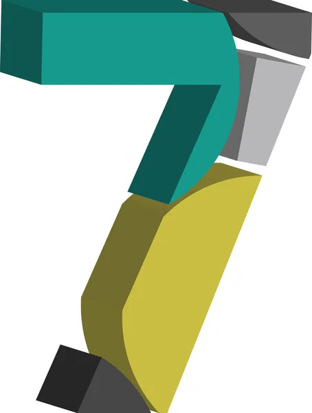 Kleurrijke Driedimensionale Lettertype Nummer — Stockvector