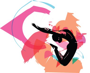 Adam atlama, soyut çizgiler çizim vektör çizim