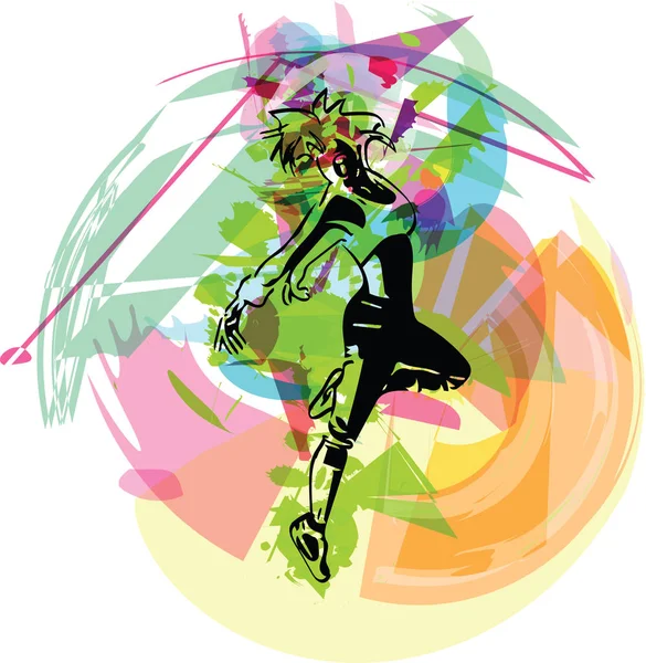 Beautiful Dancing Girl Movement Urban Culture Concept Vector Illustration — Stock Vector