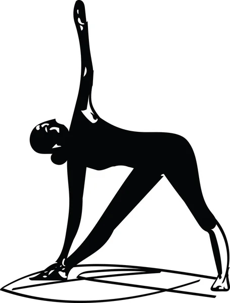 Donna Che Yoga Linee Astratte Disegno Vettoriale Illustrazione — Vettoriale Stock