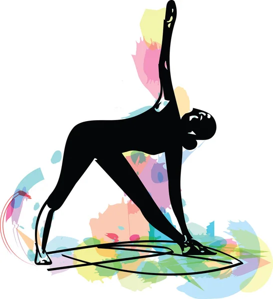 Donna Che Yoga Linee Astratte Disegno Vettoriale Illustrazione — Vettoriale Stock