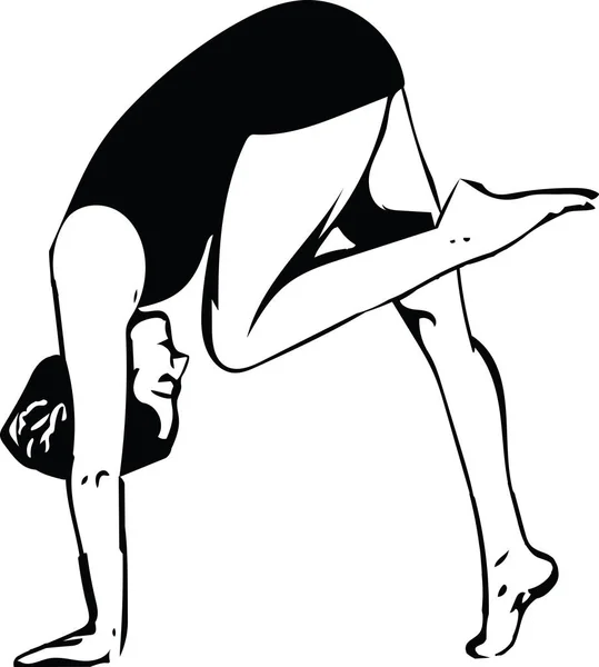 Mujer Haciendo Yoga Líneas Abstractas Dibujo Vector Ilustración — Archivo Imágenes Vectoriales