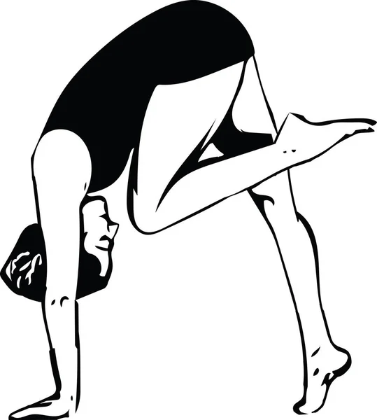 Donna Che Yoga Linee Astratte Disegno Vettoriale Illustrazione — Vettoriale Stock