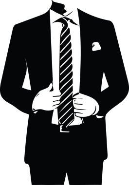 Smokinli zarif genç moda adamının Vector Illustration pozu.
