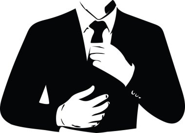 Smokinli zarif genç moda adamının Vector Illustration pozu.