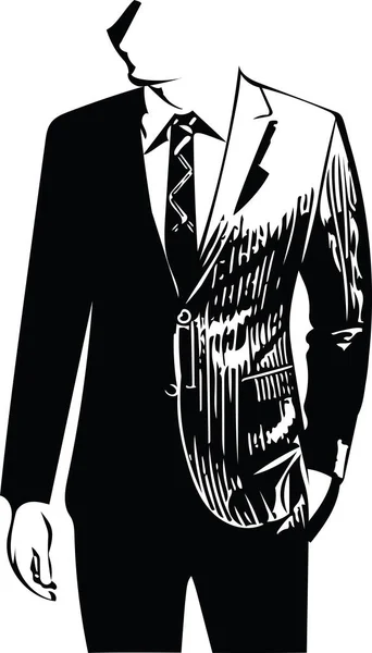 Drawing Elegant Young Fashion Man Tuxedo Posing Vector Illustration — Stock Vector