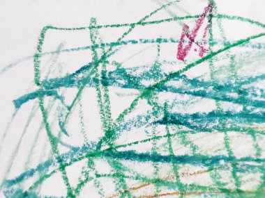 Beyaz arka plan üzerinde renkli soyut çocuğun çizim