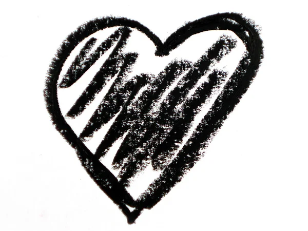 黑色心脏形状在白色背景 — 图库照片