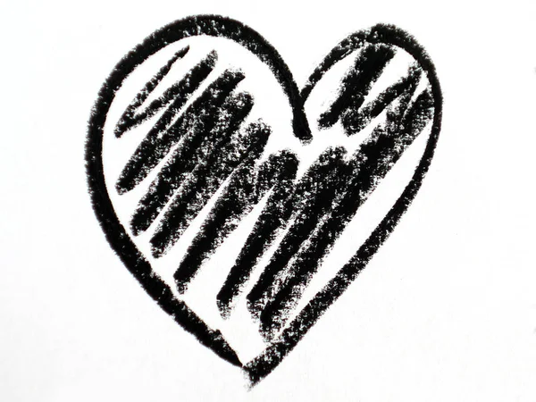 Schwarze Herzform Auf Weißem Hintergrund — Stockfoto