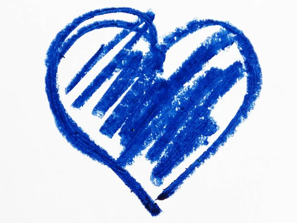 Blaue Herzform Auf Weißem Hintergrund — Stockfoto